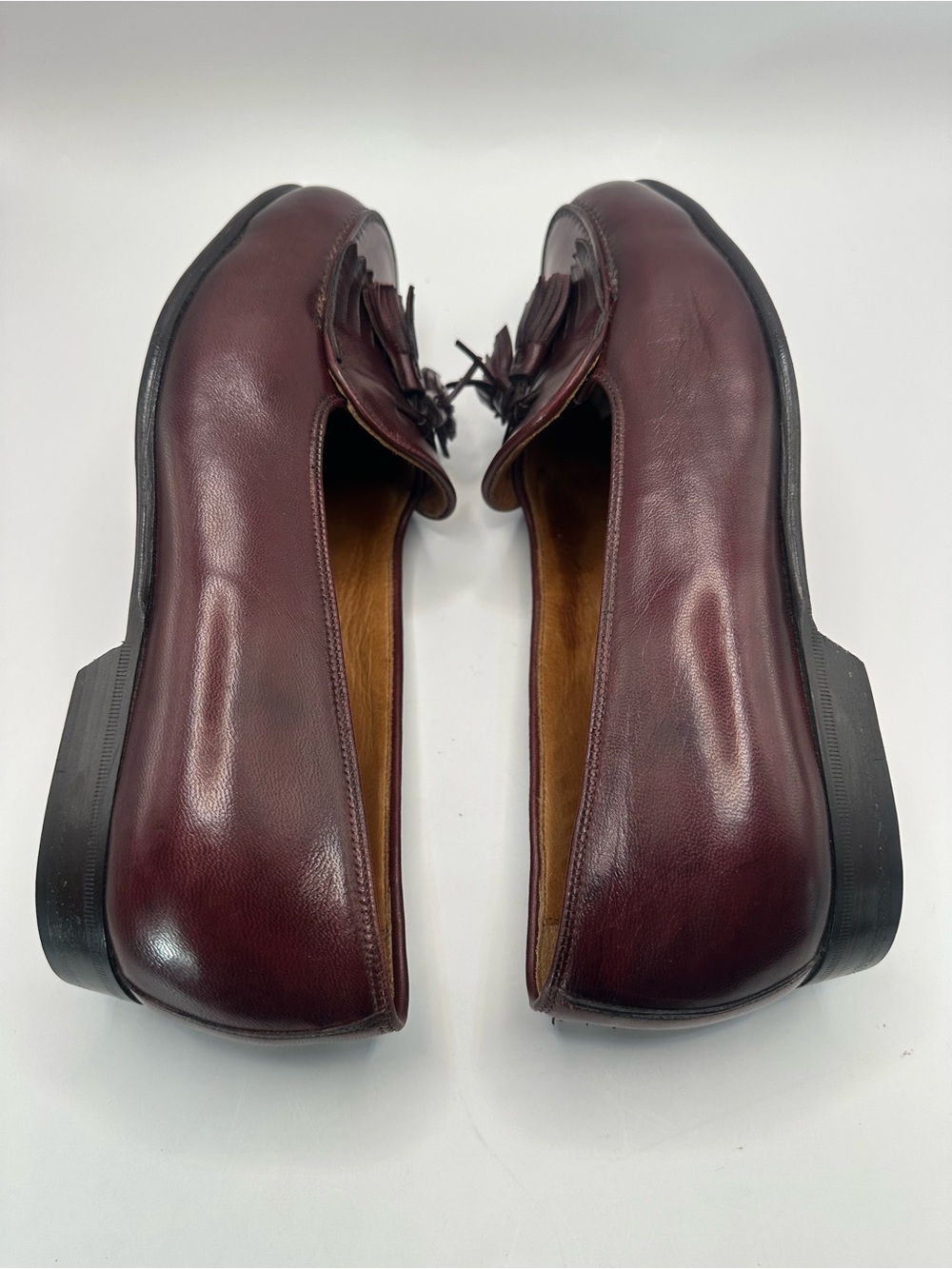 Bragado Cole Haam Burgundy Leather Tassel Moccasins Made in Italy - Picture 3 of 9